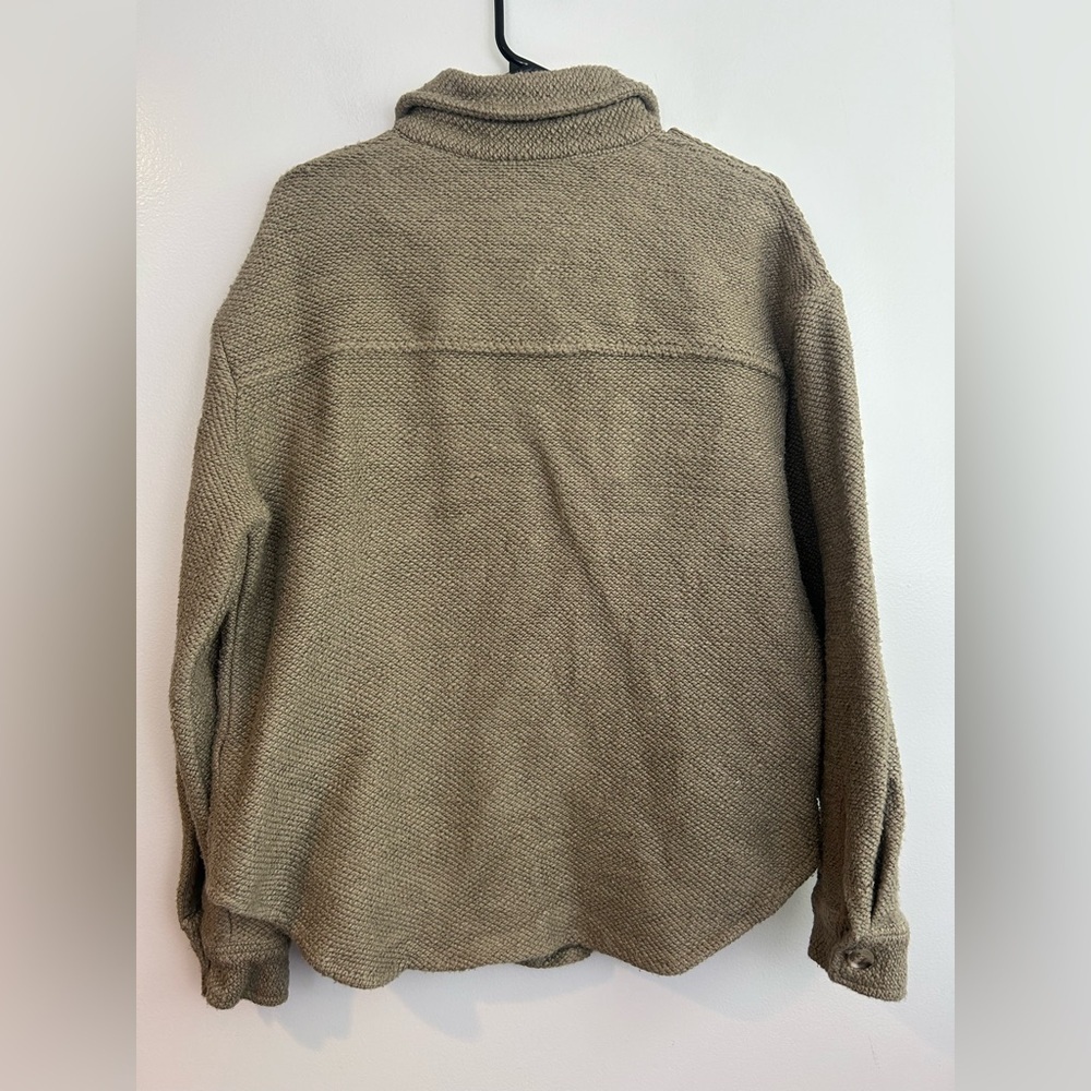 Anthropologie Knit Shacket Soft Brown Oversized Long Sleeve Button Down Size XS - Picture 7 of 13